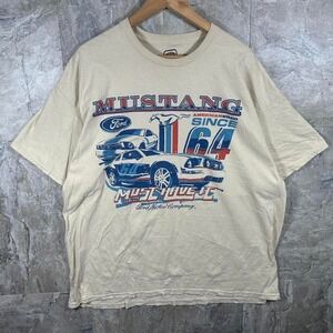 Ford Mustang American Bred Since 64 white t-shirt Mens Size XL #fordmustang